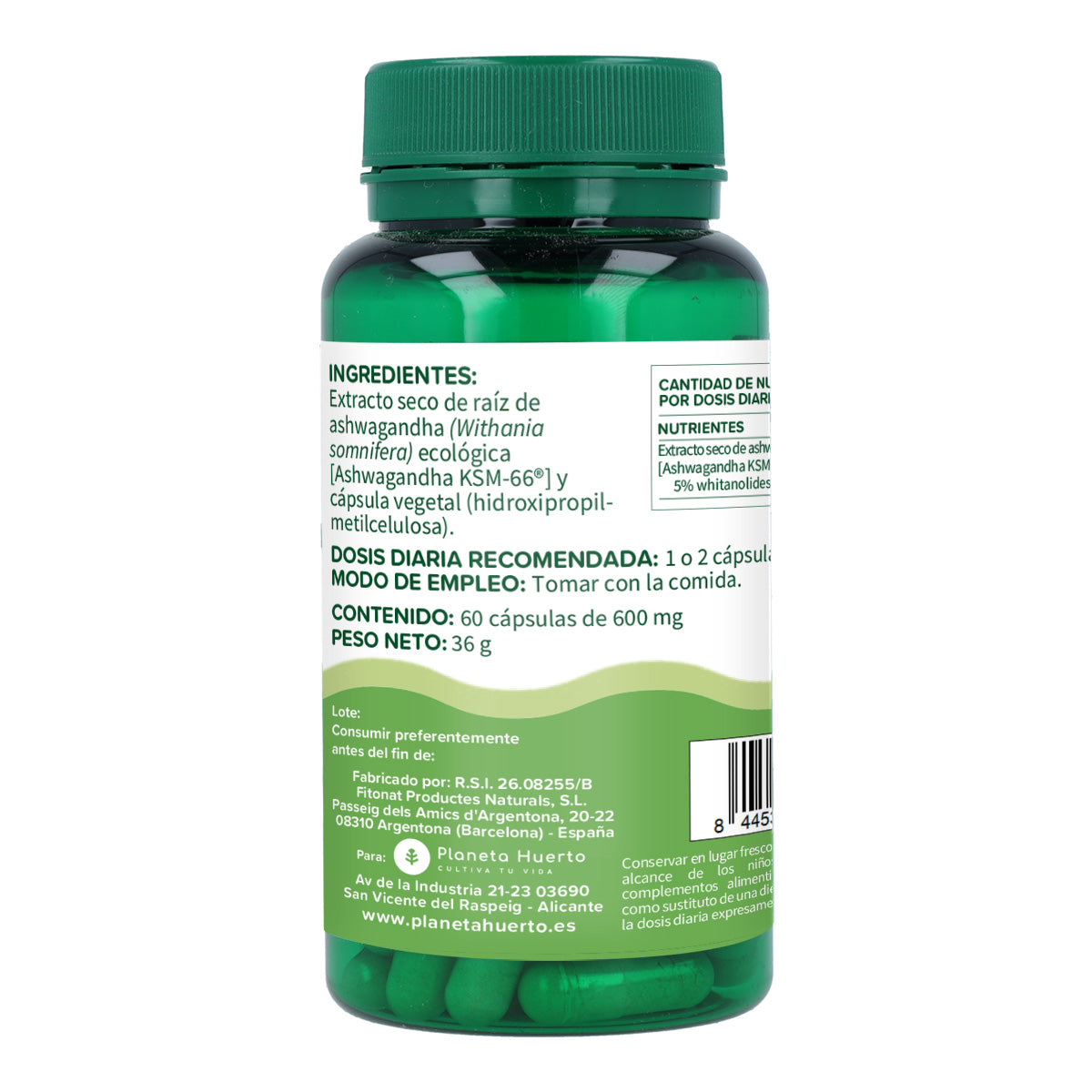 Ashwagandha KSM-66 Planeta Huerto 60 cápsulas