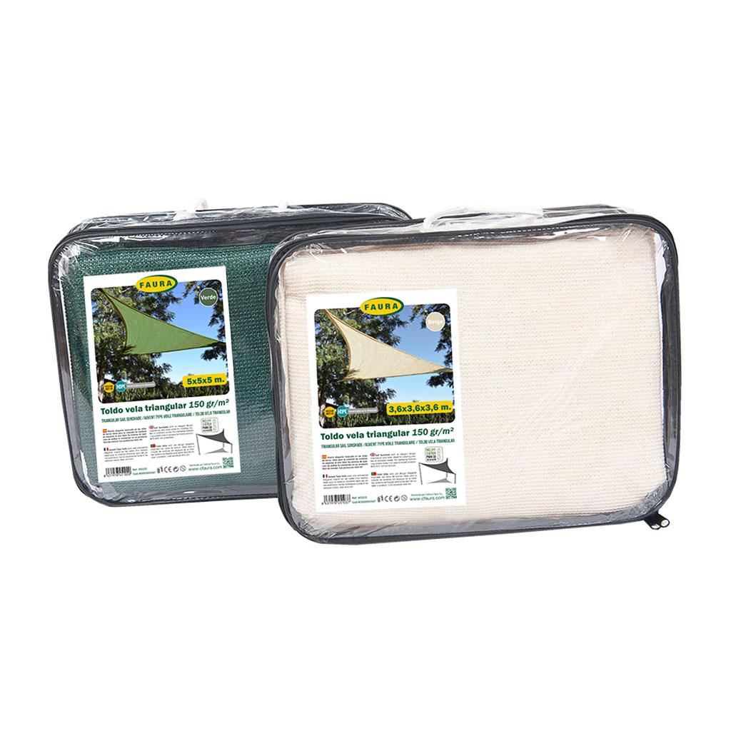 Toldo Vela 150Gr. (Hdpe) Triangular Beige 5X5X5 M Faura