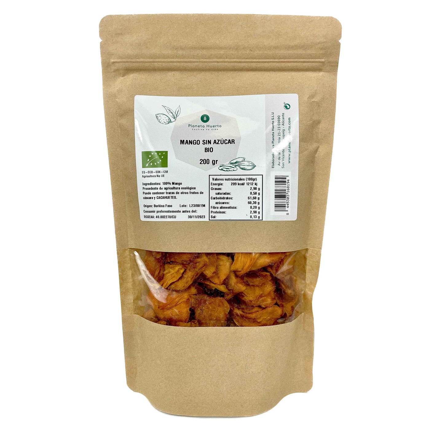 Tiras de mango sin azúcar ECO Planeta Huerto 200 g