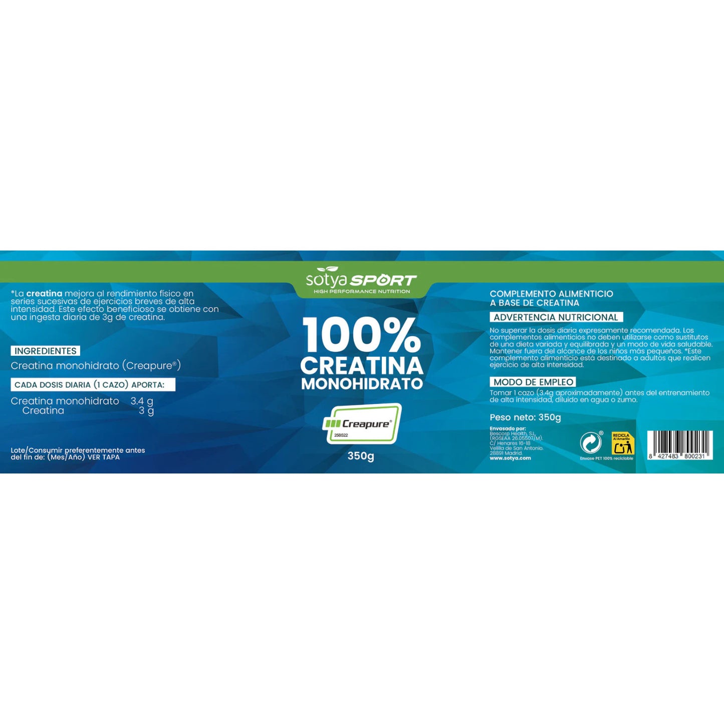 Creatina Monohidrato 100% Sotya 350 g