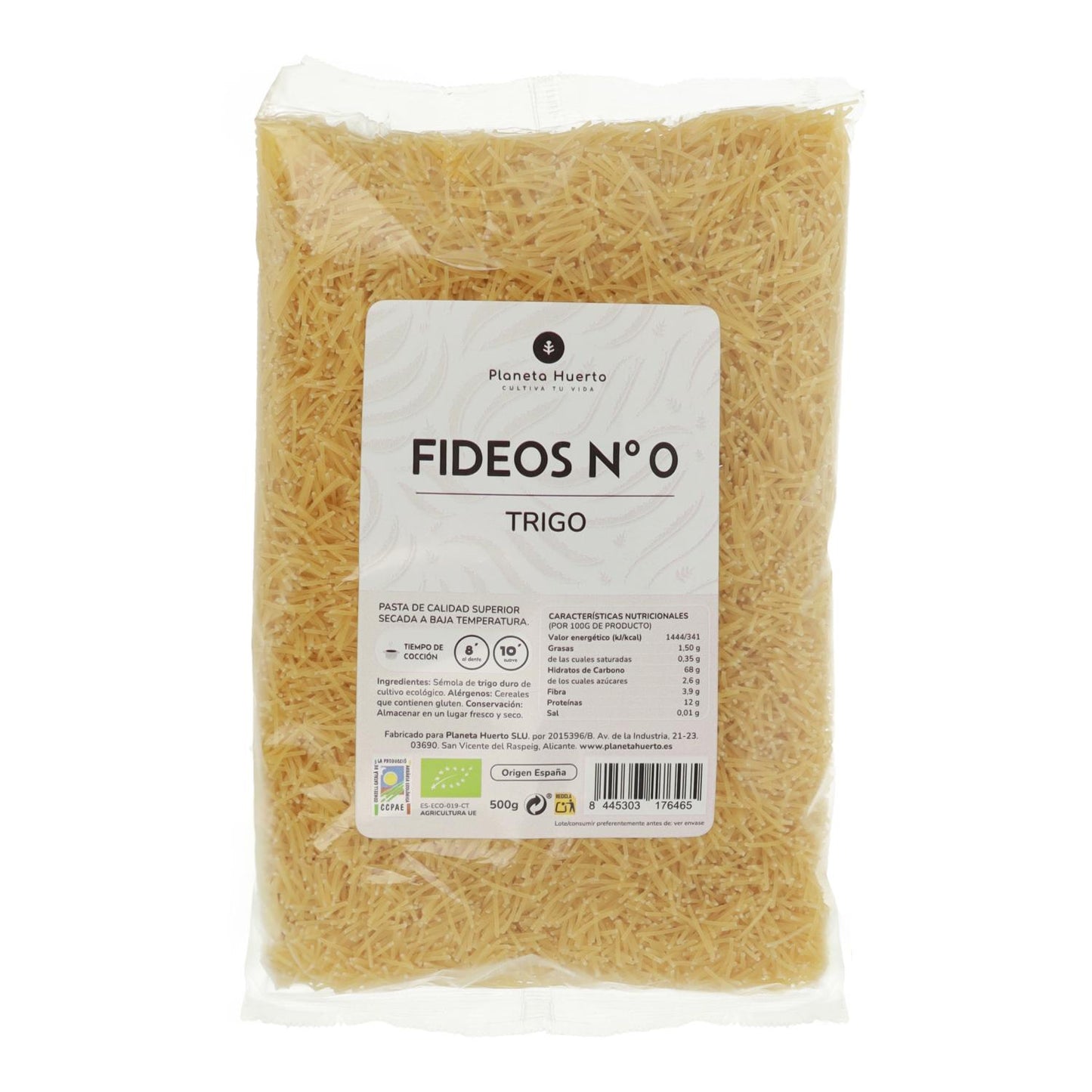 Fideos nº0 de trigo ECO Planeta Huerto 500gr
