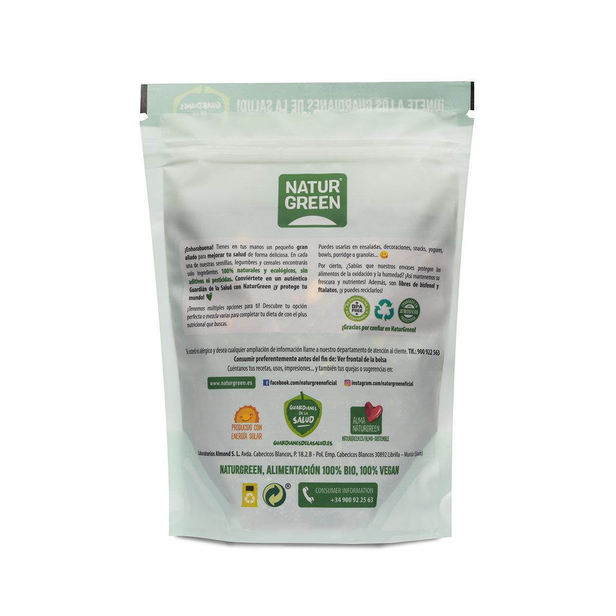 Semillas de calabaza bio, Naturgreen, 350 g
