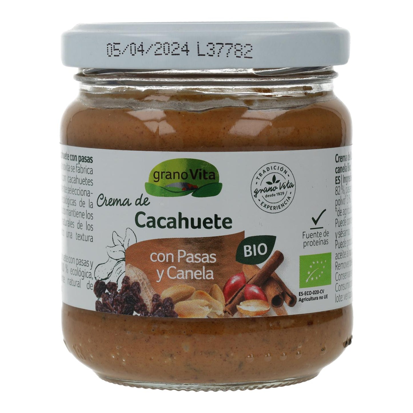 Crema de Cacahuete con Pasas y Canela Bio Granovita 175 gr