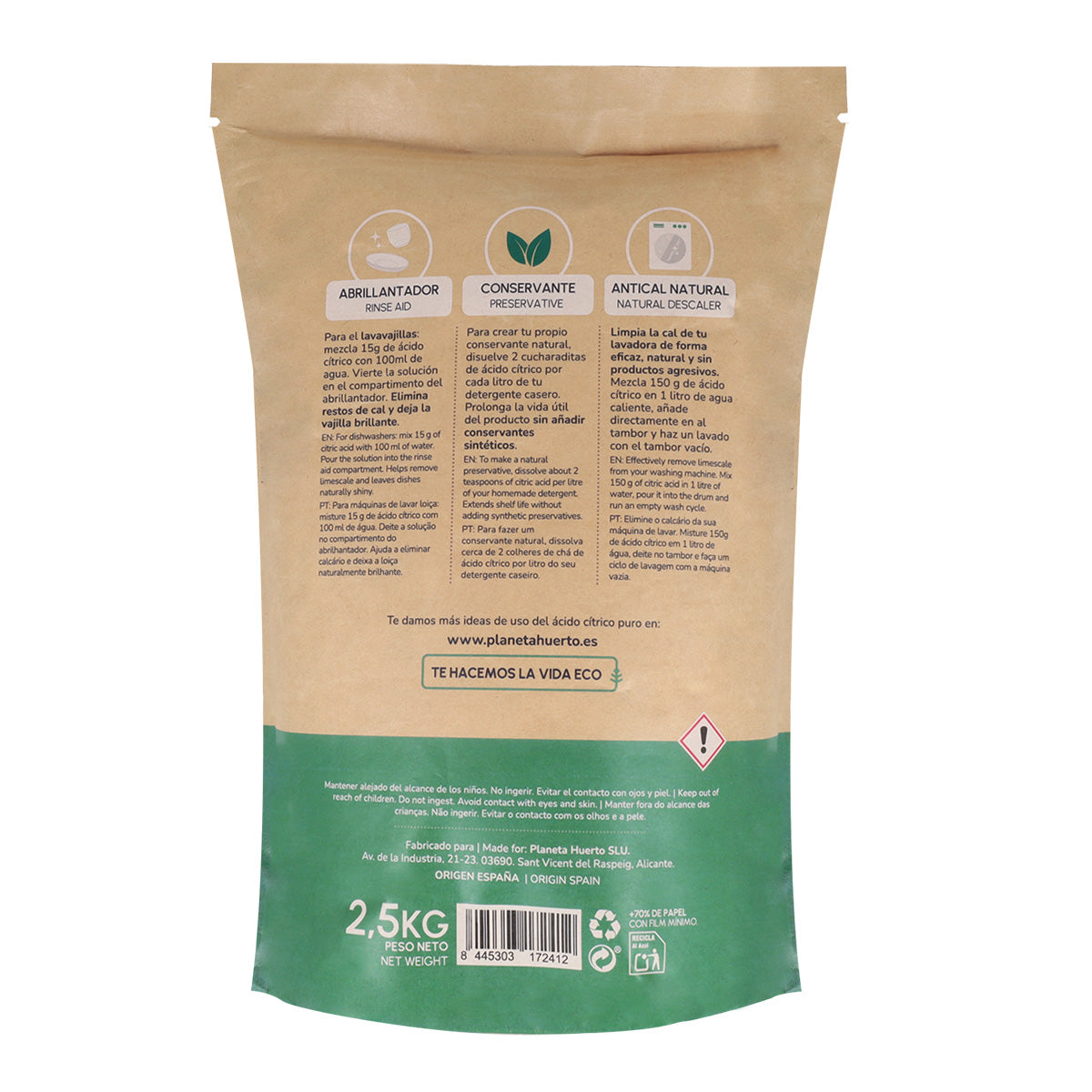 Ácido cítrico Planeta Huerto 2,5 Kg