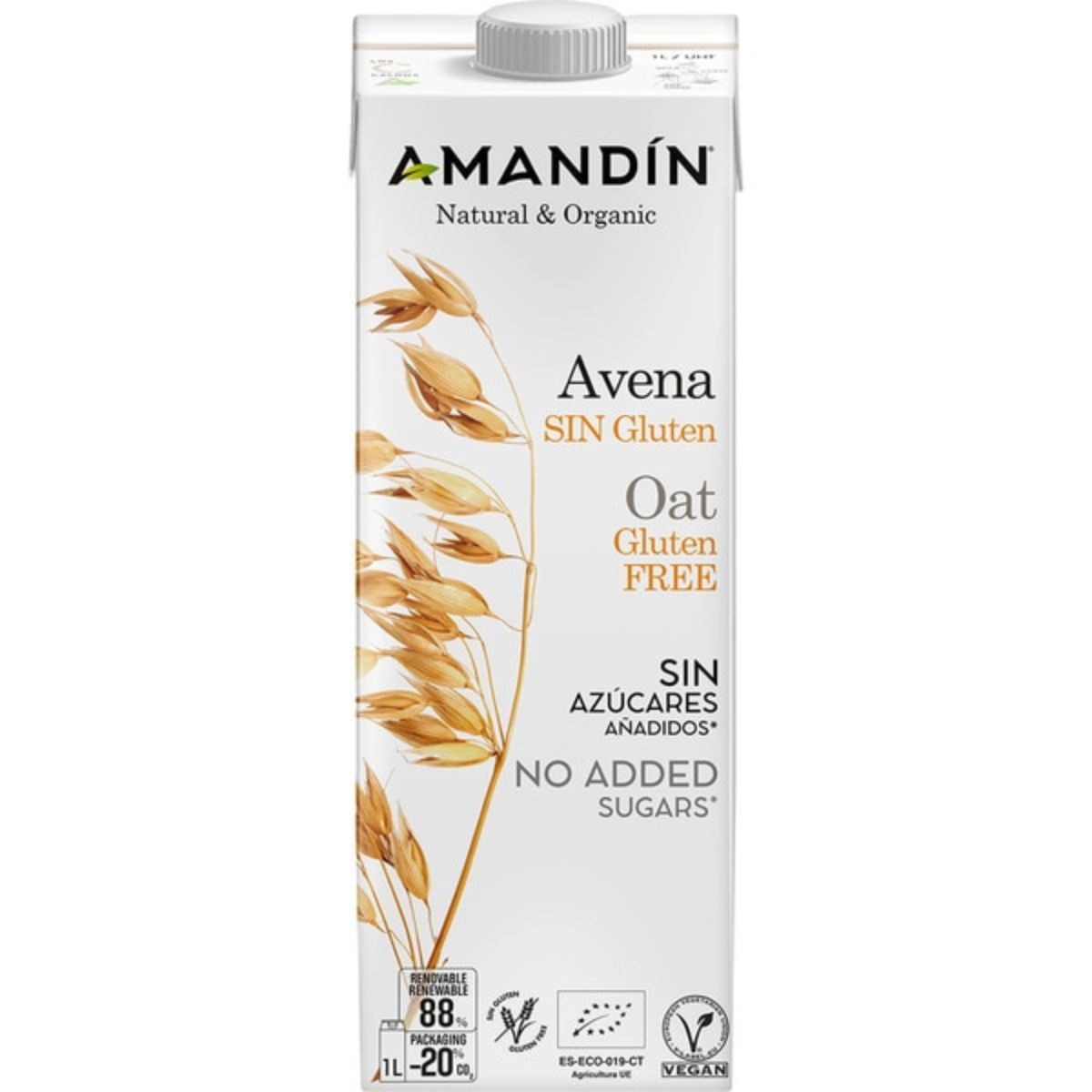 Bebida de avena sin gluten Bio Amandin 1 L