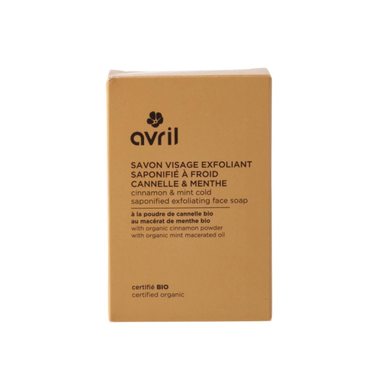 Jabón exfoliante proceso en frío canela y menta Avril 100g