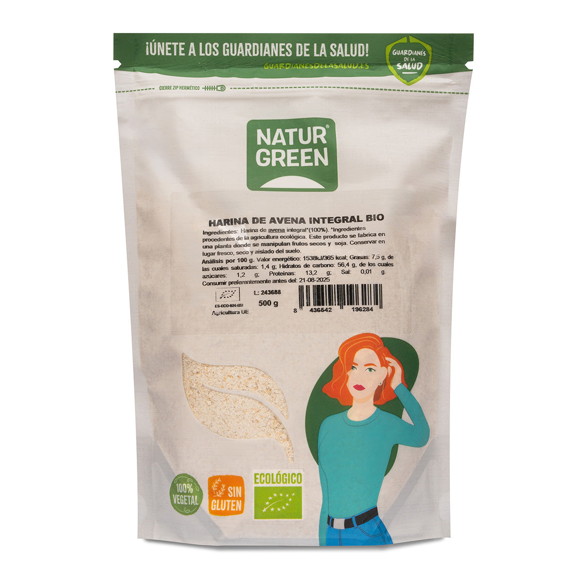 Harina de Avena Integral Sin Gluten NaturGreen 500 g