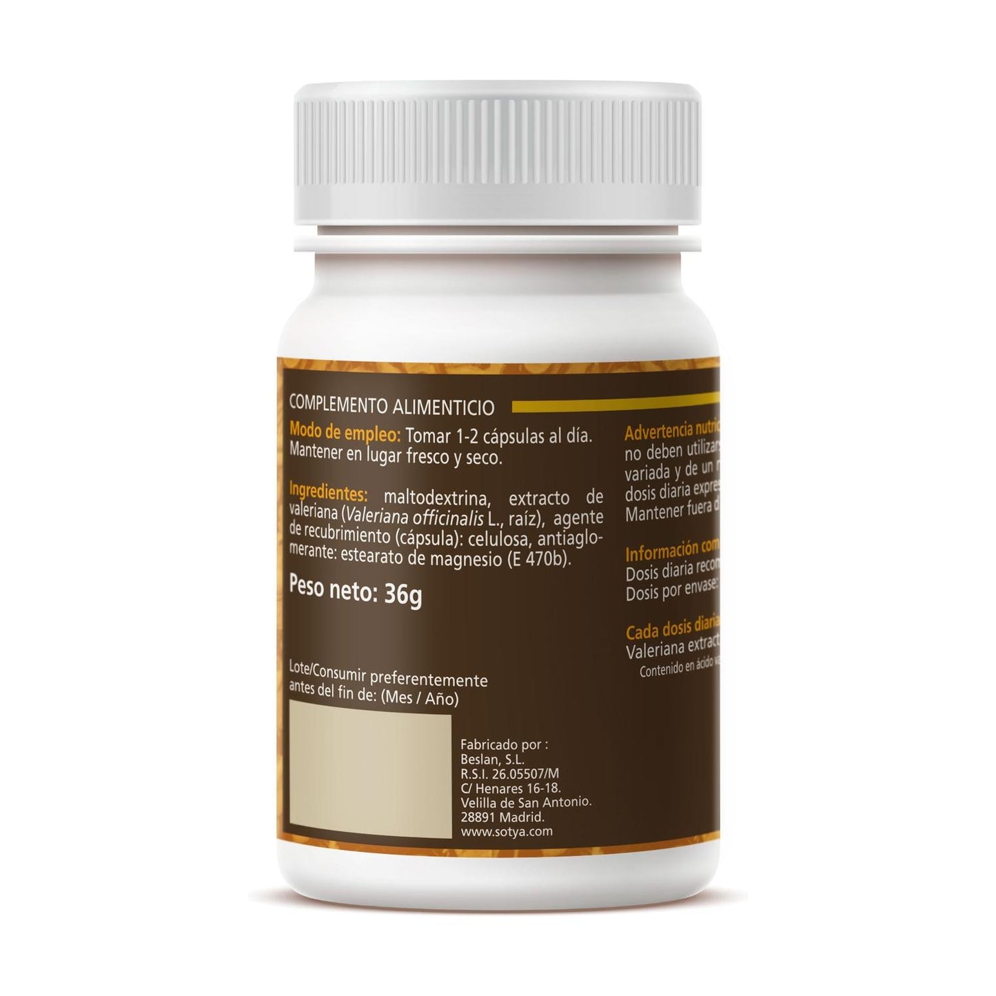 Valeriana 600 Mg. 60 Caps Sotya