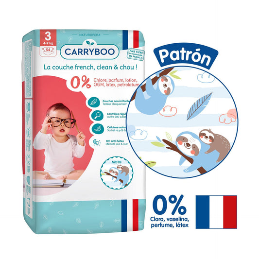 CARRYBOO -Pañales Ecológicos T3 (4-9kg) - Jumbo 54 pañales