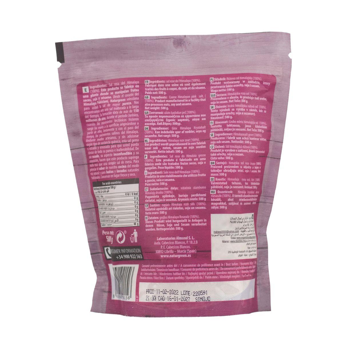 Sal rosa del Himalaya gruesa Naturgreen 500 g