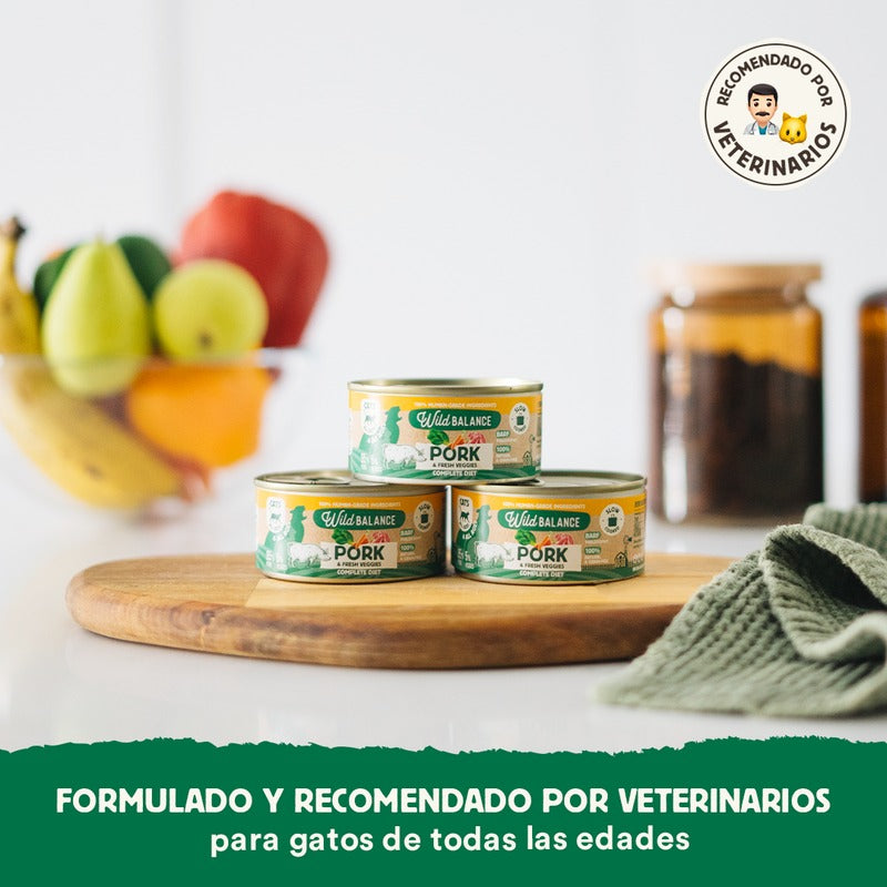 Pack Cerdo y verduras BARF para gatos 6x120 g Wild Balance