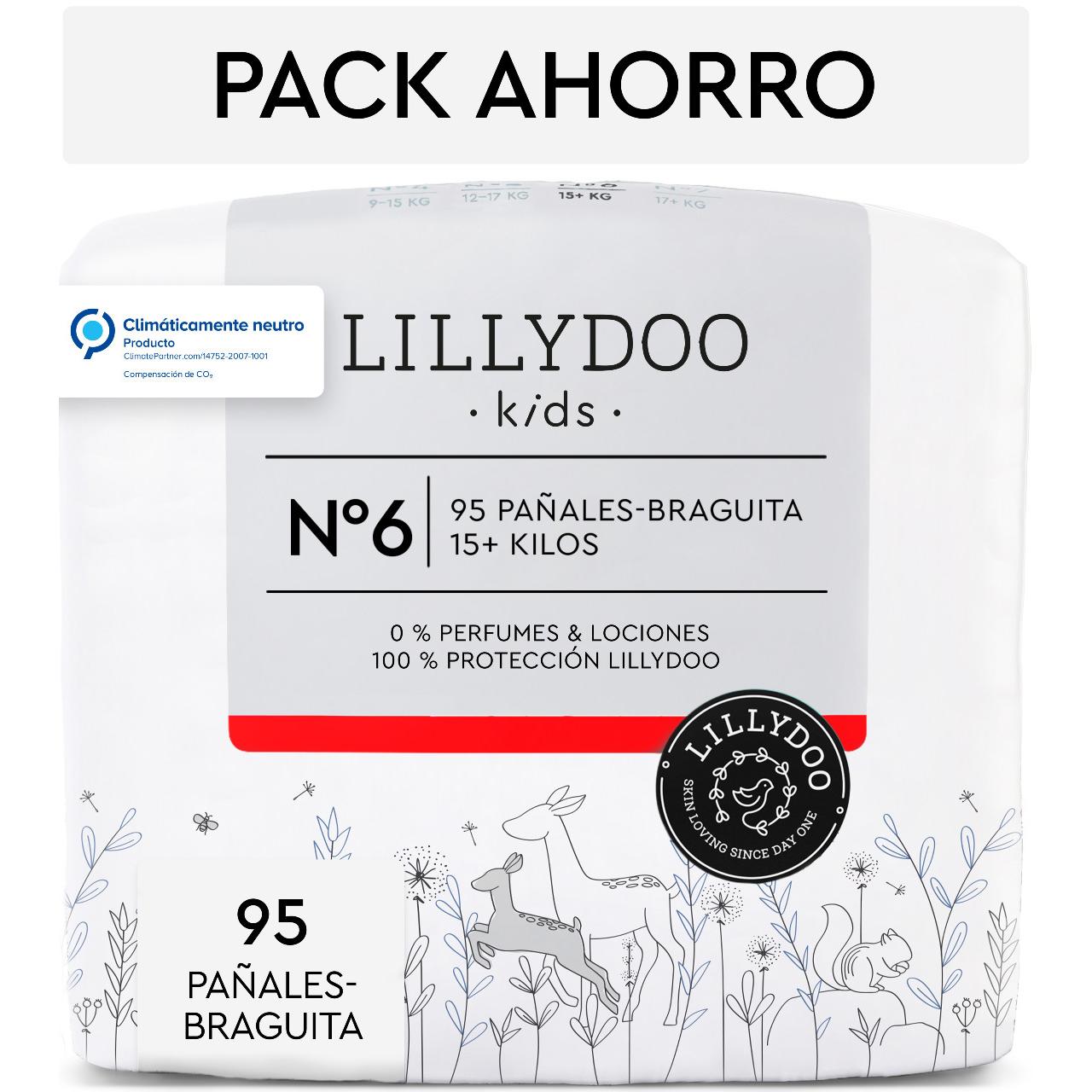 Pack Ahorro Pañales-braguita, LILLYDOO, Talla 6, +15Kg, 95 uds