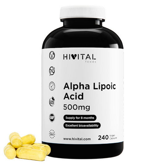 Ácido alfa lipoico 500 mg Hivital 240 cápsulas veganas