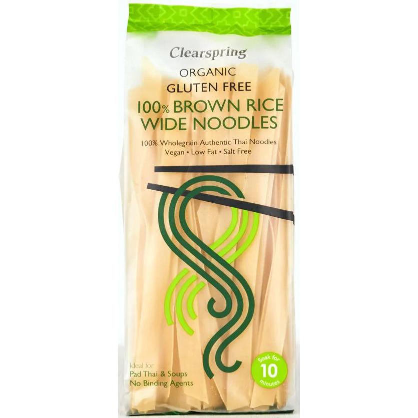 Fideos anchos Noodles de Arroz Integral Sin Gluten Clearspring 200 g