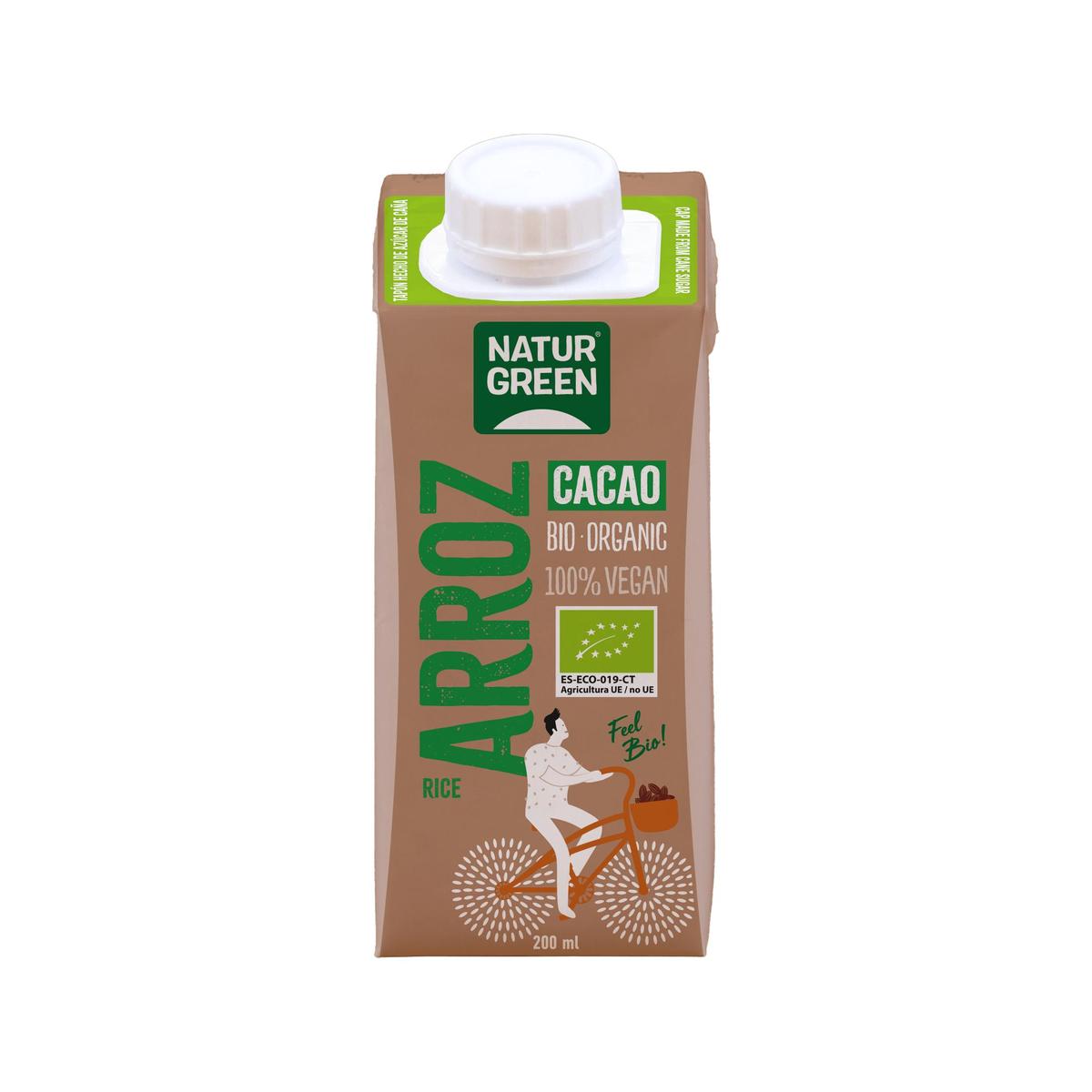 Pack 24 Bebida de Arroz Cacao Bio NaturGreen 200 ml