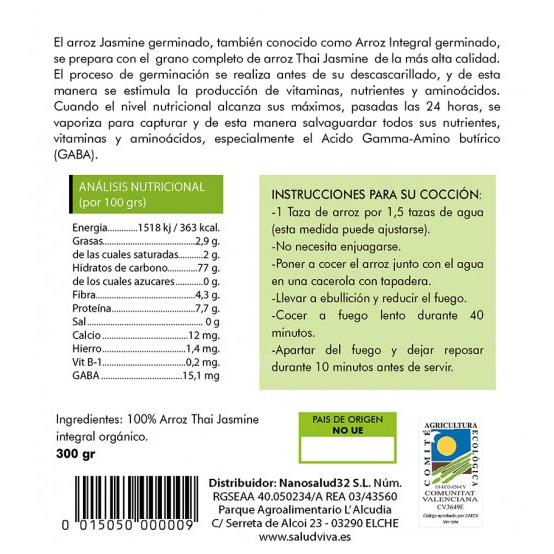Arroz Thai Jasmine Germinado 300 g, Salud Viva