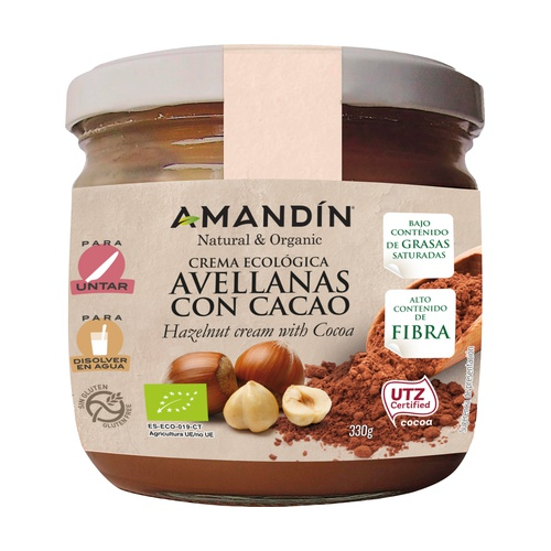 Crema de avellanas con cacao Amandin 330g
