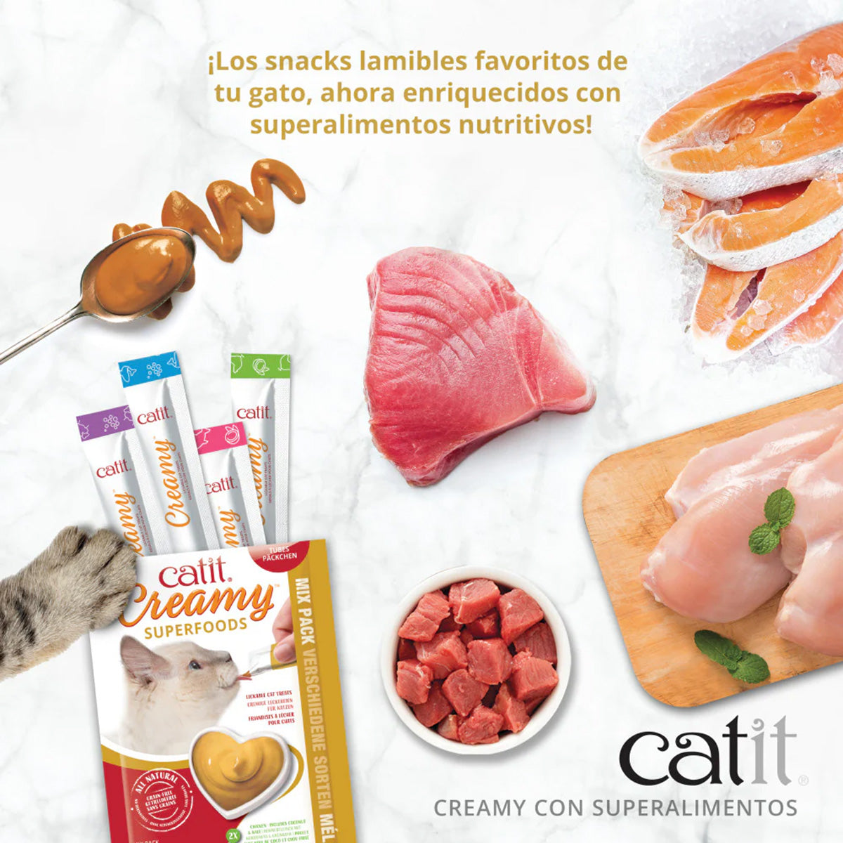 Snack con superalimentos para gatos Creamy Superfood Multi Pack 8 x 10 g Catit