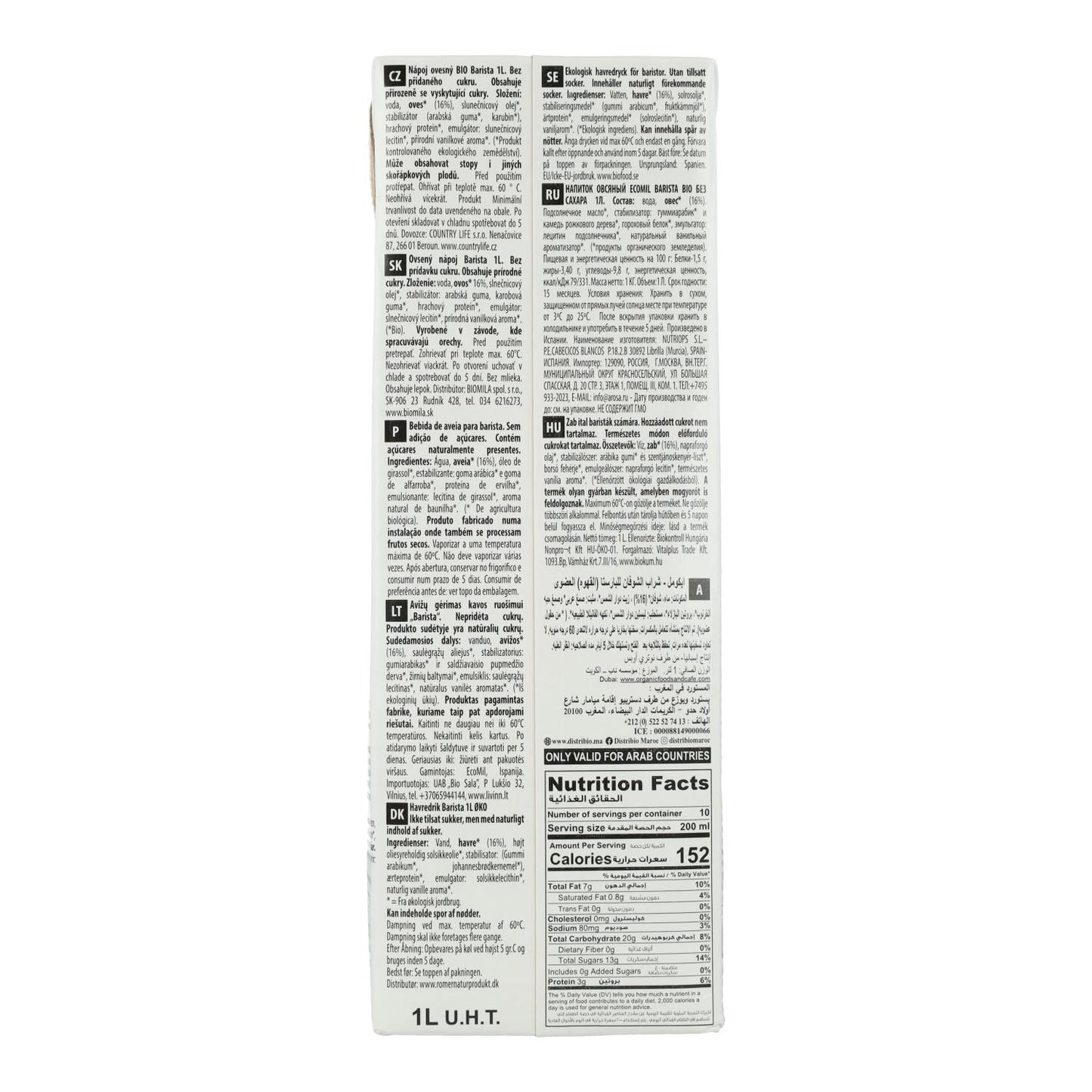 Bebida vegetal Barista Avena BIO EcoMil 1 L