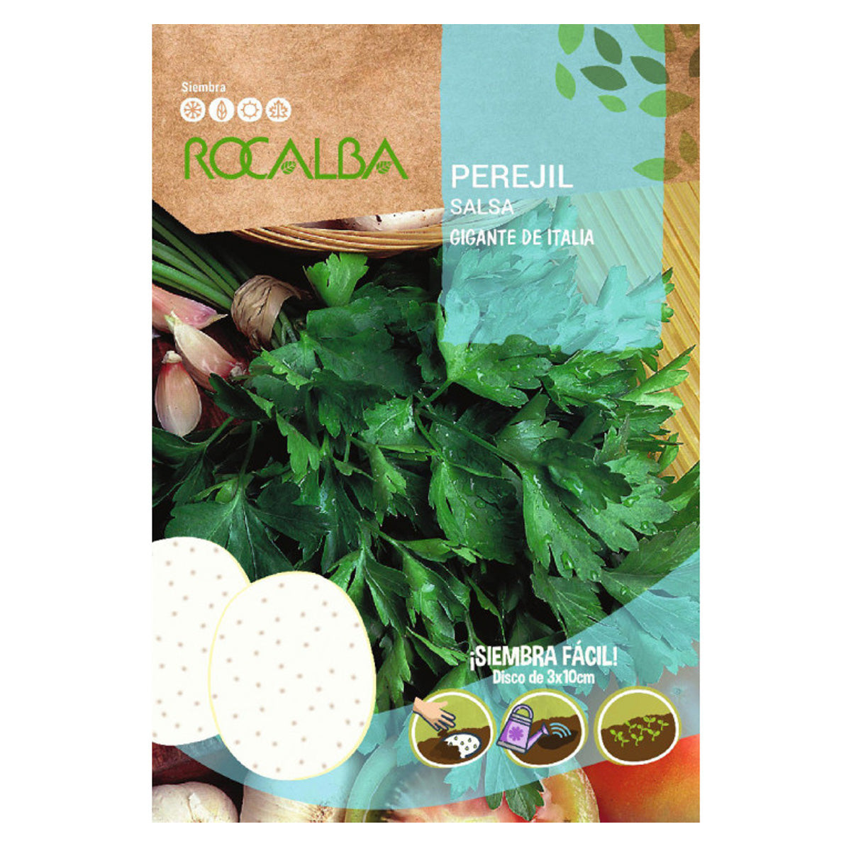 Semillas de Perejil Gigante de Italia en discos, Rocalba