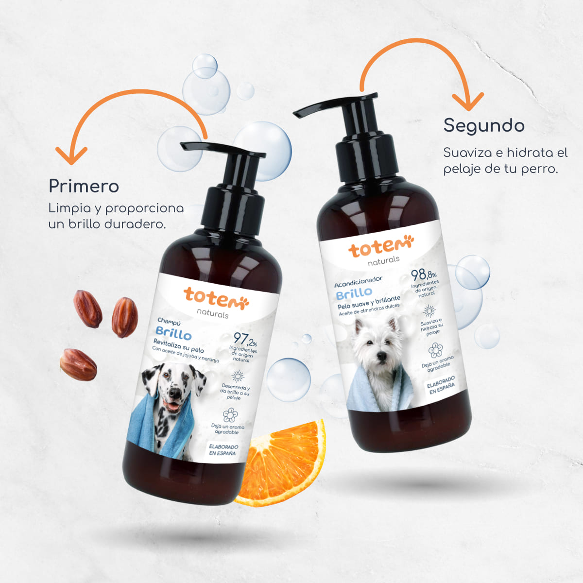 Pack Suavidad y Brillo para perros Champú + Acondicionador Totem Naturals