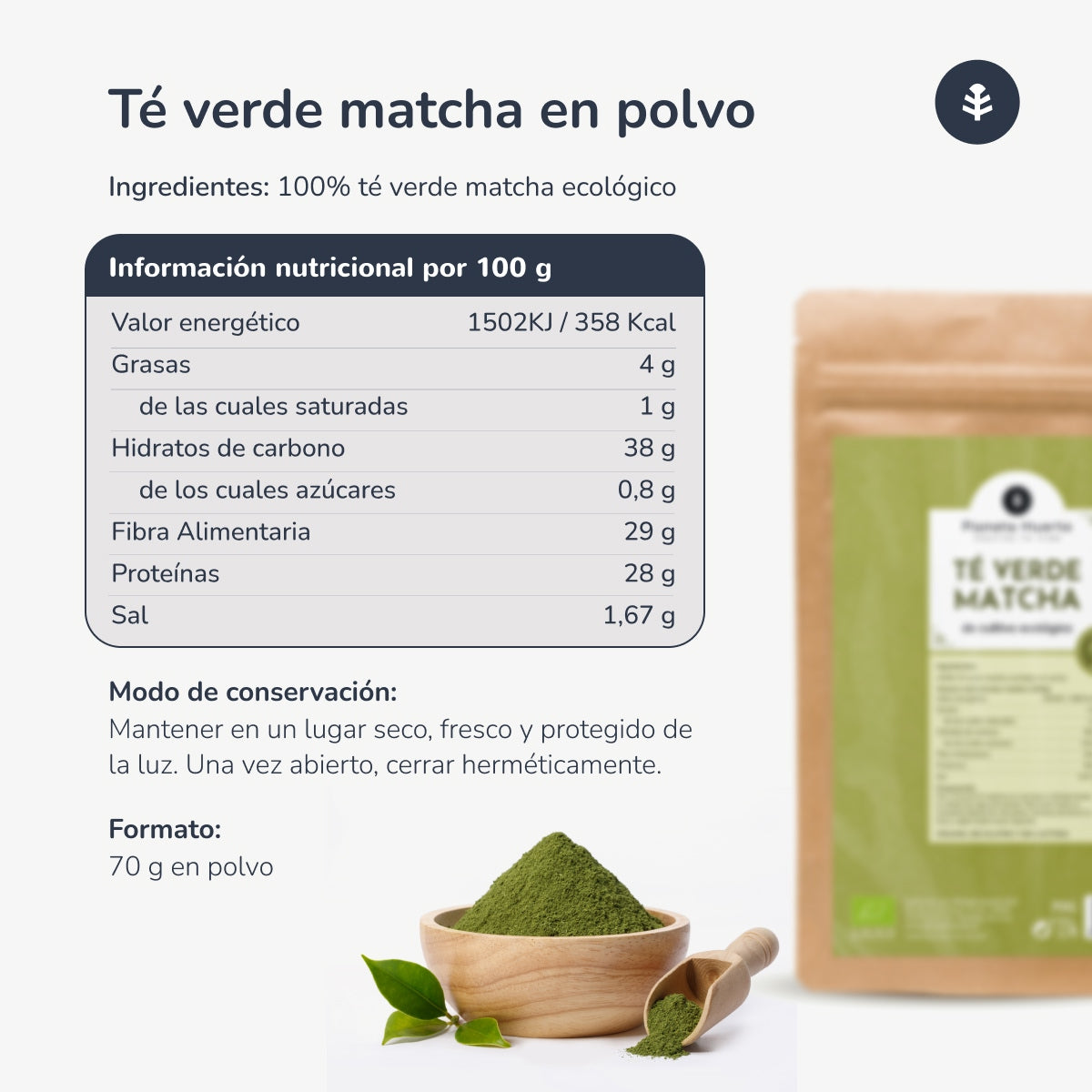 Té Matcha en polvo ECO Planeta Huerto 250 g