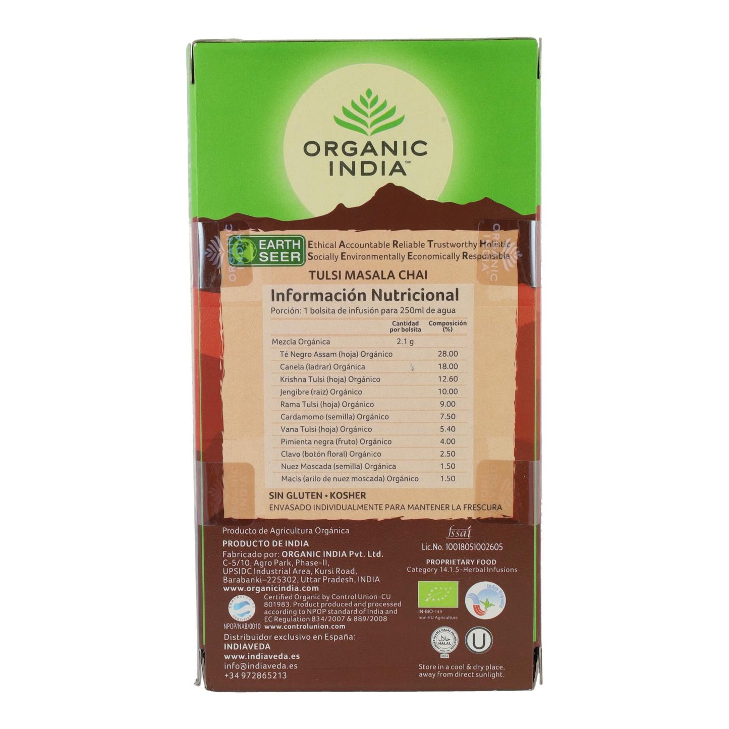 Tulsi y Masala Chai Organic India 25 bolsitas