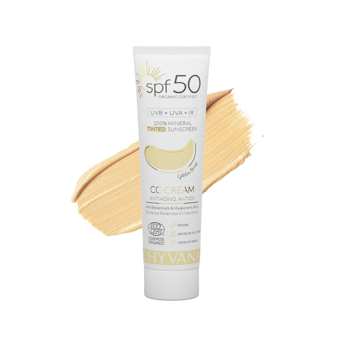 Protector Solar 100% Natural Mineral con Color SPF 50 Golden Beige Dhyvana