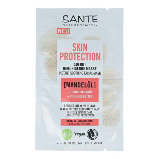 Mascarilla skin protection calmante aceite almendras & uva, Sante  2 x 4 ml