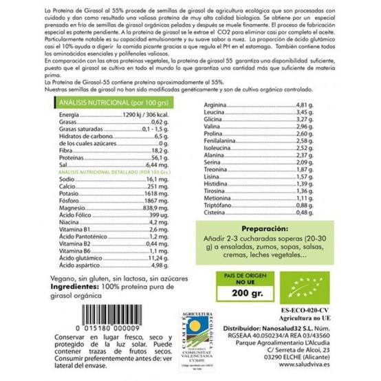 Proteína de girasol ECO Salud Viva (al 55%) 200 g