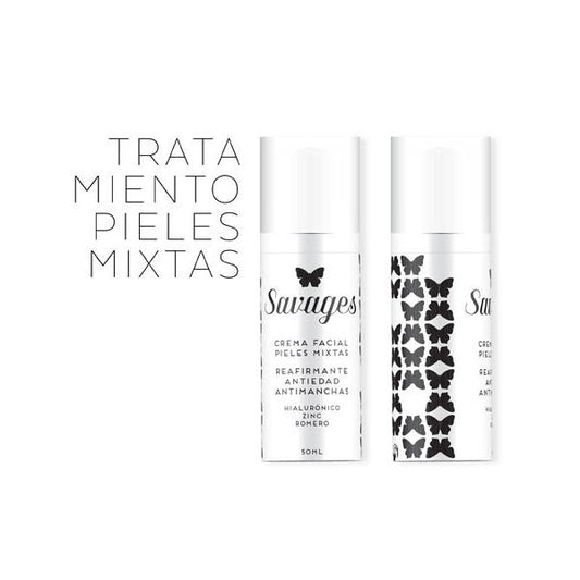 Crema facial antiedad pieles mixtas Savages, 50 ml