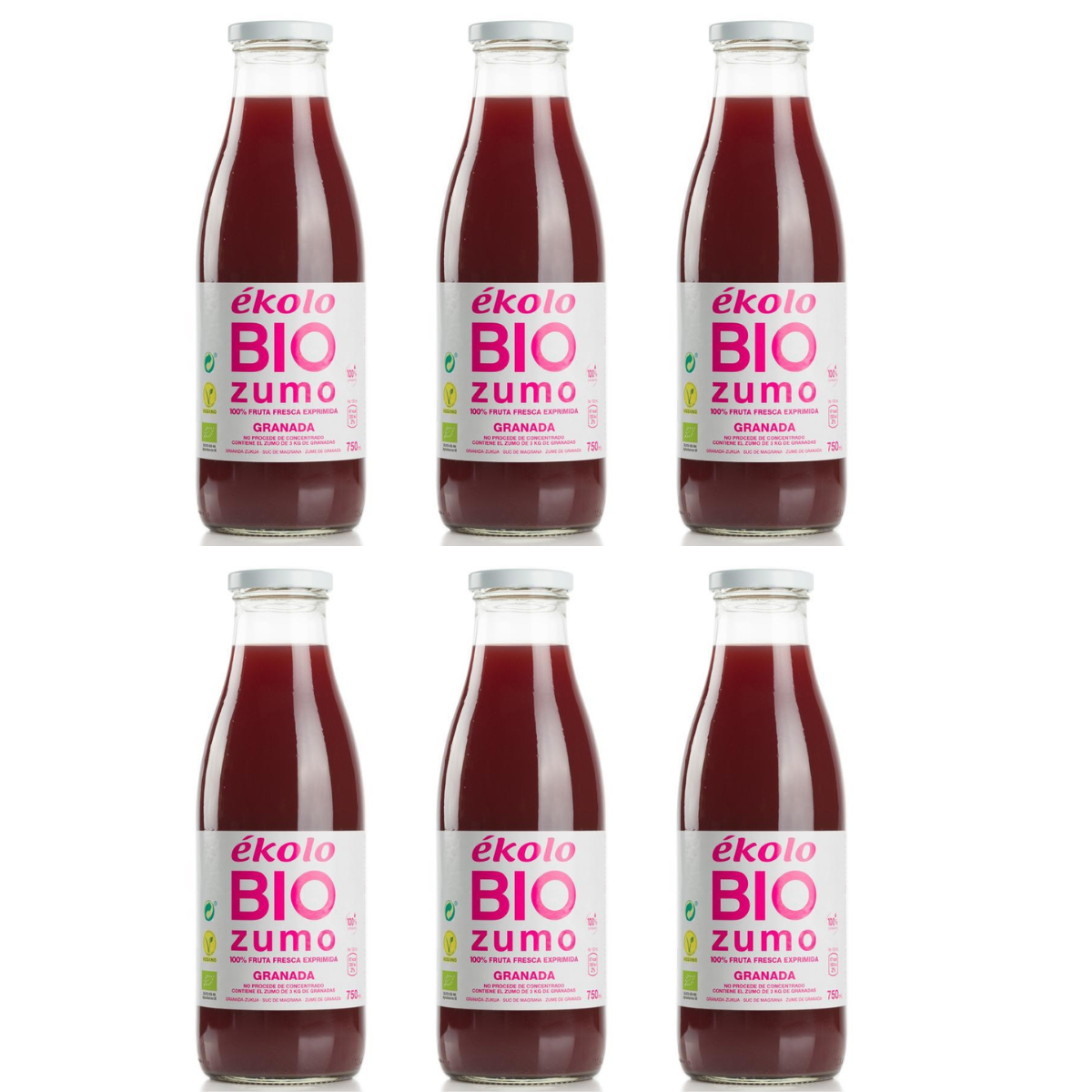 Pack 6x Zumos de Granada Bio 100% exprimido ékolo 750 ml