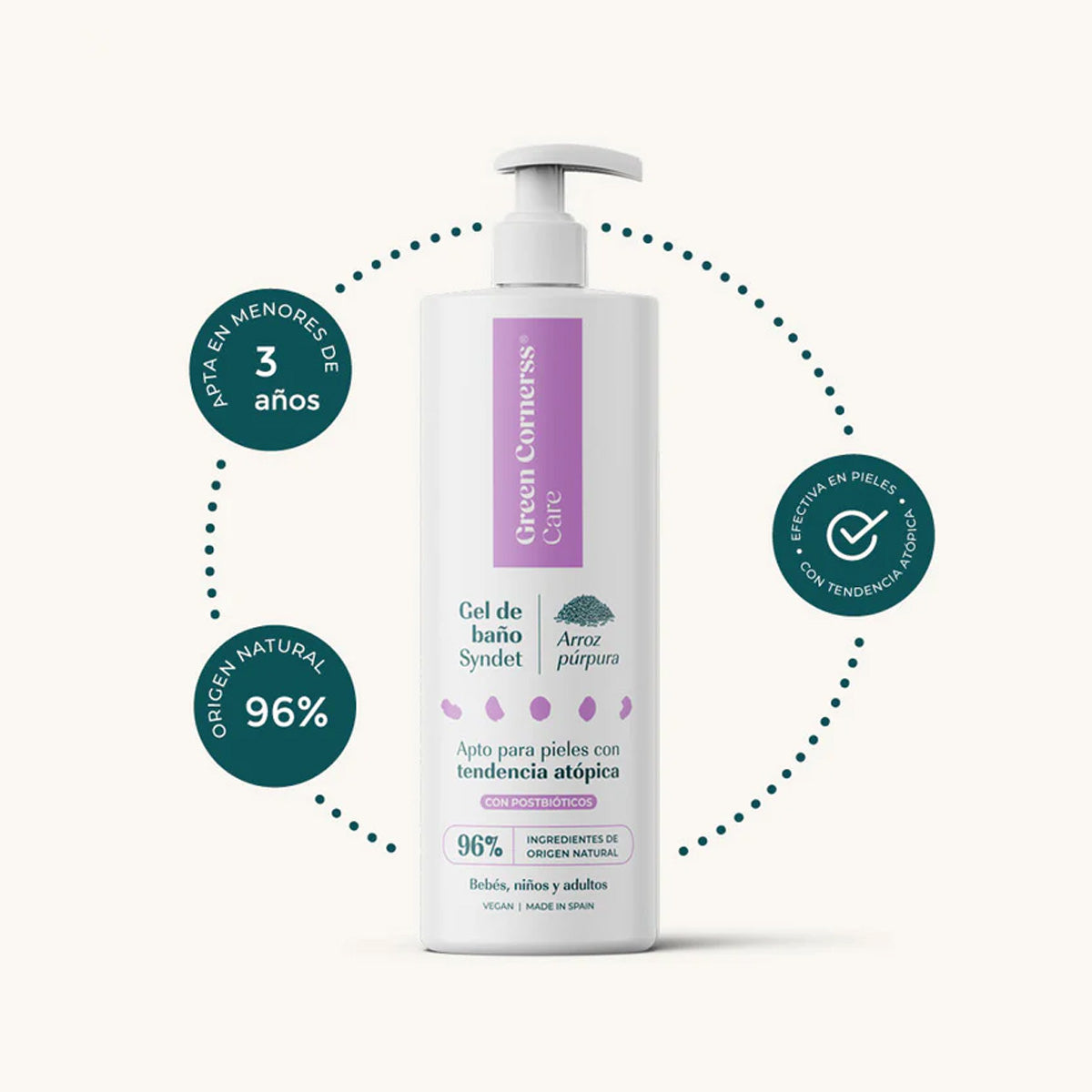 Gel de Baño de Arroz Púrpura Green Corners Care 400 ml