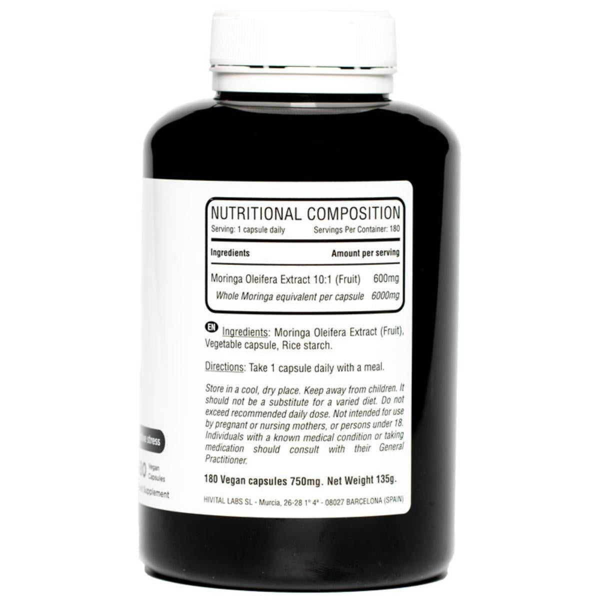 Moringa oleifera 6000 mg 180 cápsulas veganas Hivital