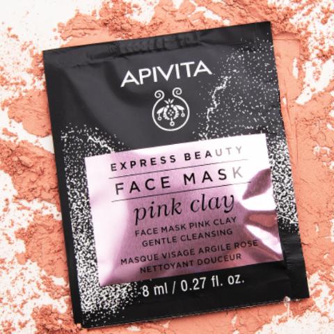 Mascarilla Facial Limpieza Suave con Arcilla Rosa Apivita 2x8 ml