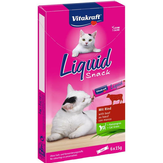 Vitakraft Cat Liquid Snack cremoso de ternera con inulina 6x15 g