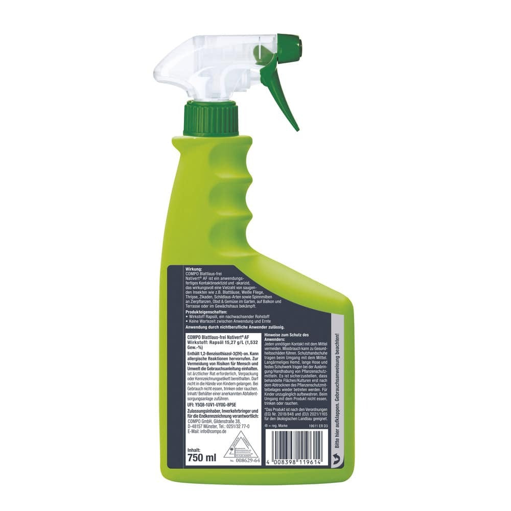 Insecticida pulgón y orugas pistola Compo 750 ml