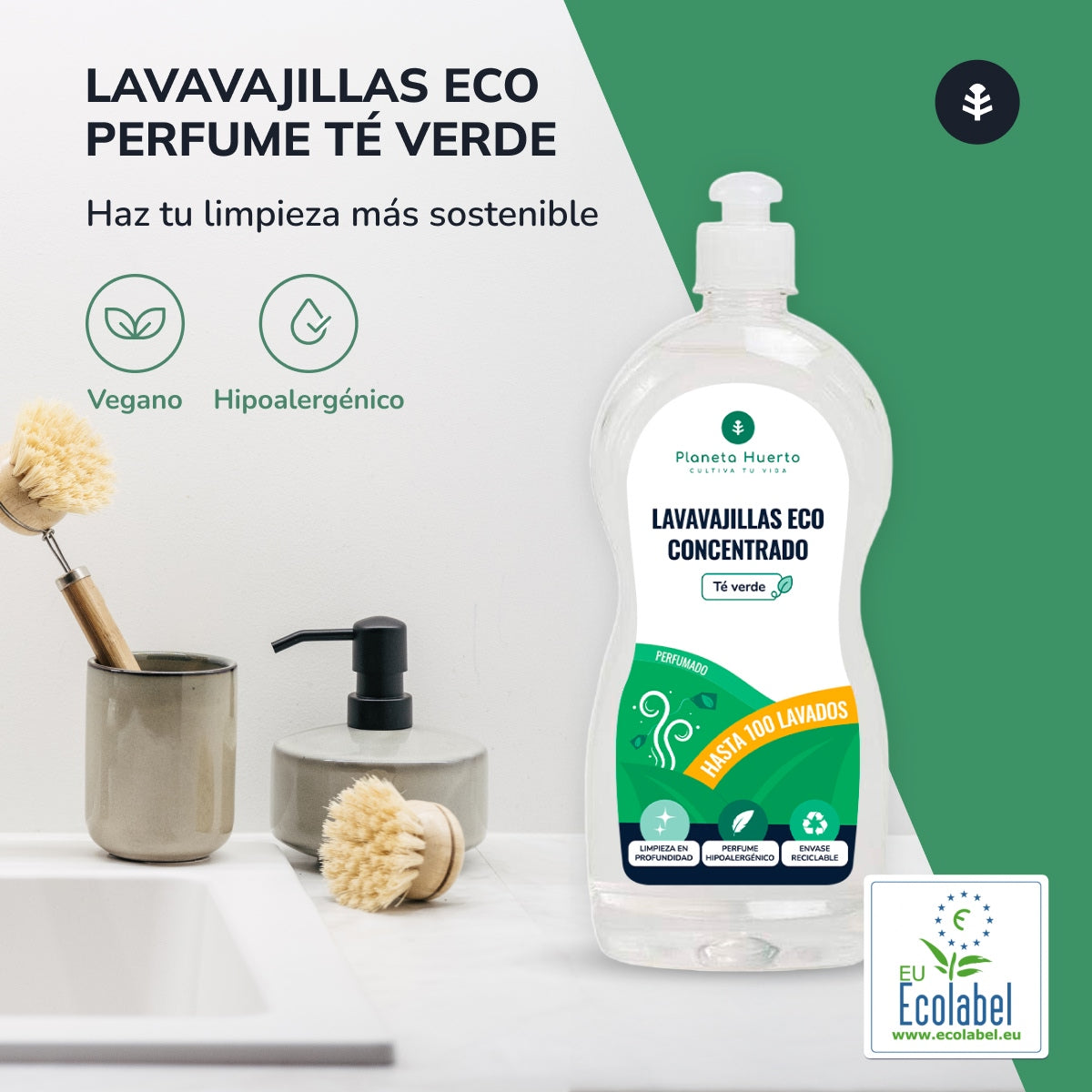 Lavavajillas Manual Té Verde ECO Planeta Huerto 750ml