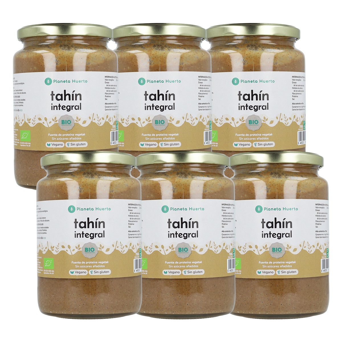 Pack 6x Tahin Integral ECO Planeta Huerto 700 g