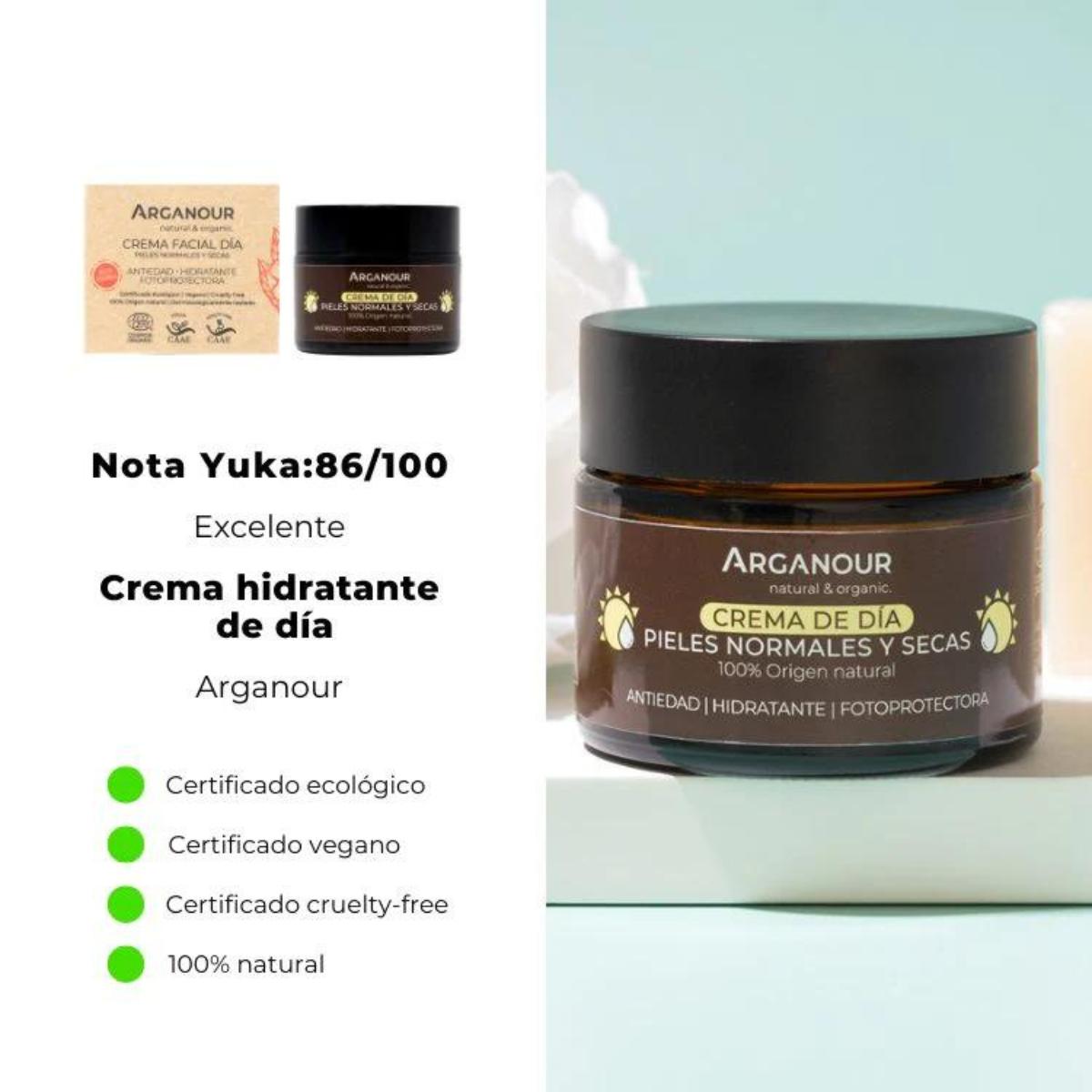 Crema de día 100% natural SPF15 pieles secas Arganour 50 ml