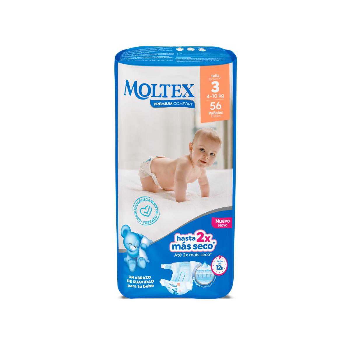 Pañales Moltex Premium Comfort T3 (4-10 kg) 56 Uds
