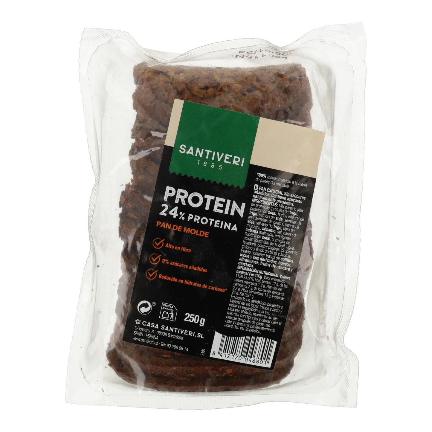 Pan de Molde Protein 24% Proteína Santiveri 250 gr