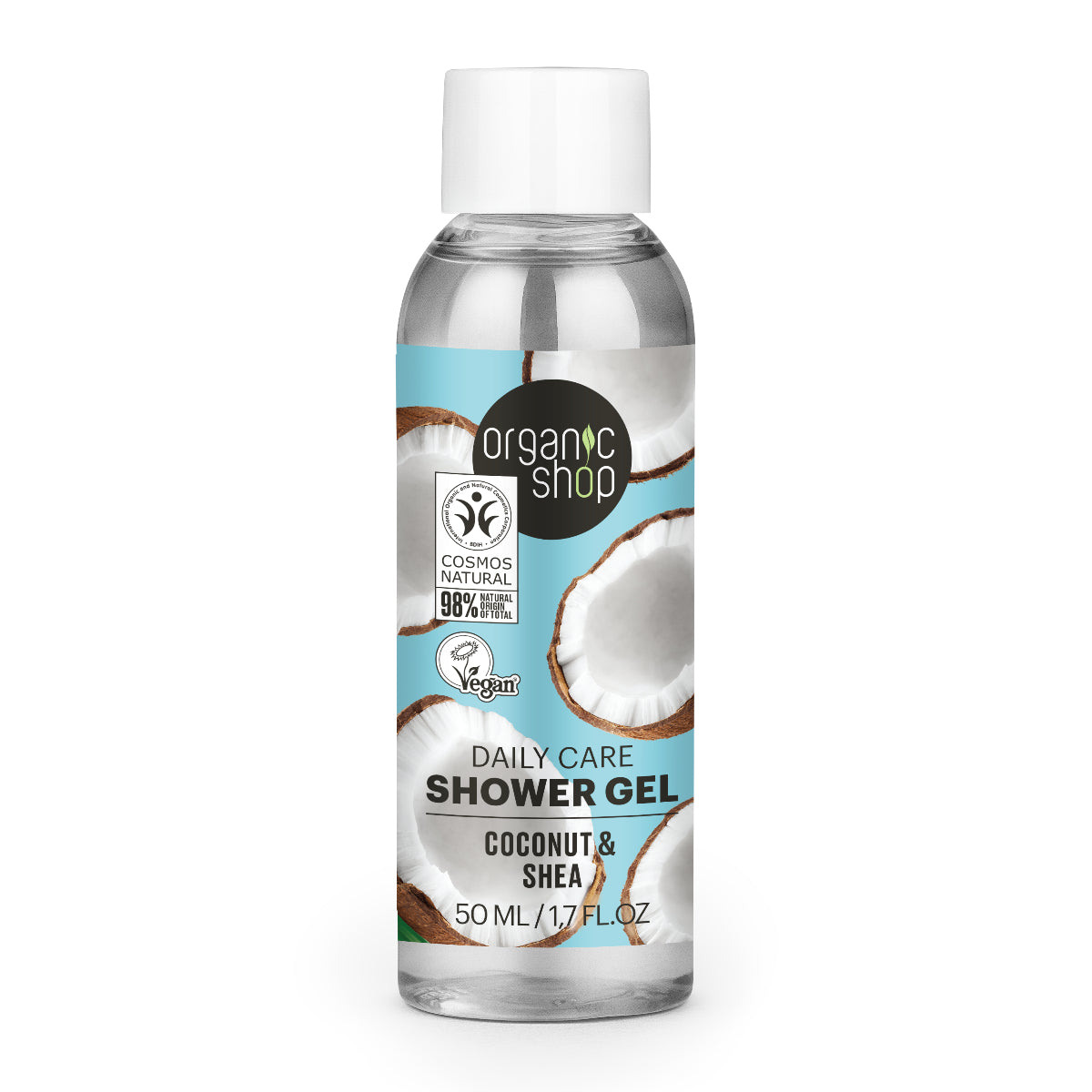 Gel de ducha para el cuidado diario coco y karité Organic Shop 50 ml