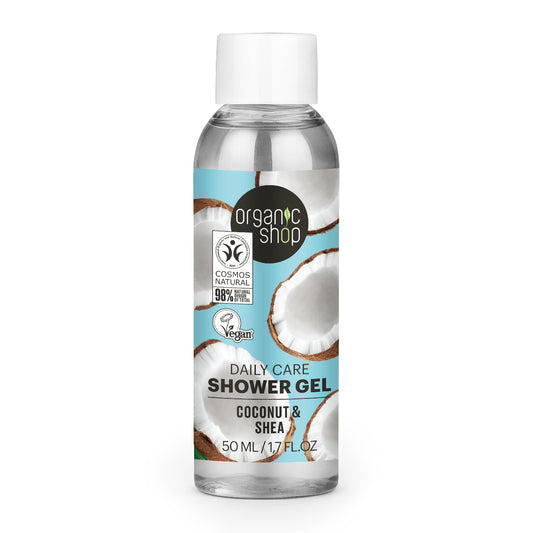 Gel de ducha para el cuidado diario coco y karité Organic Shop 50 ml