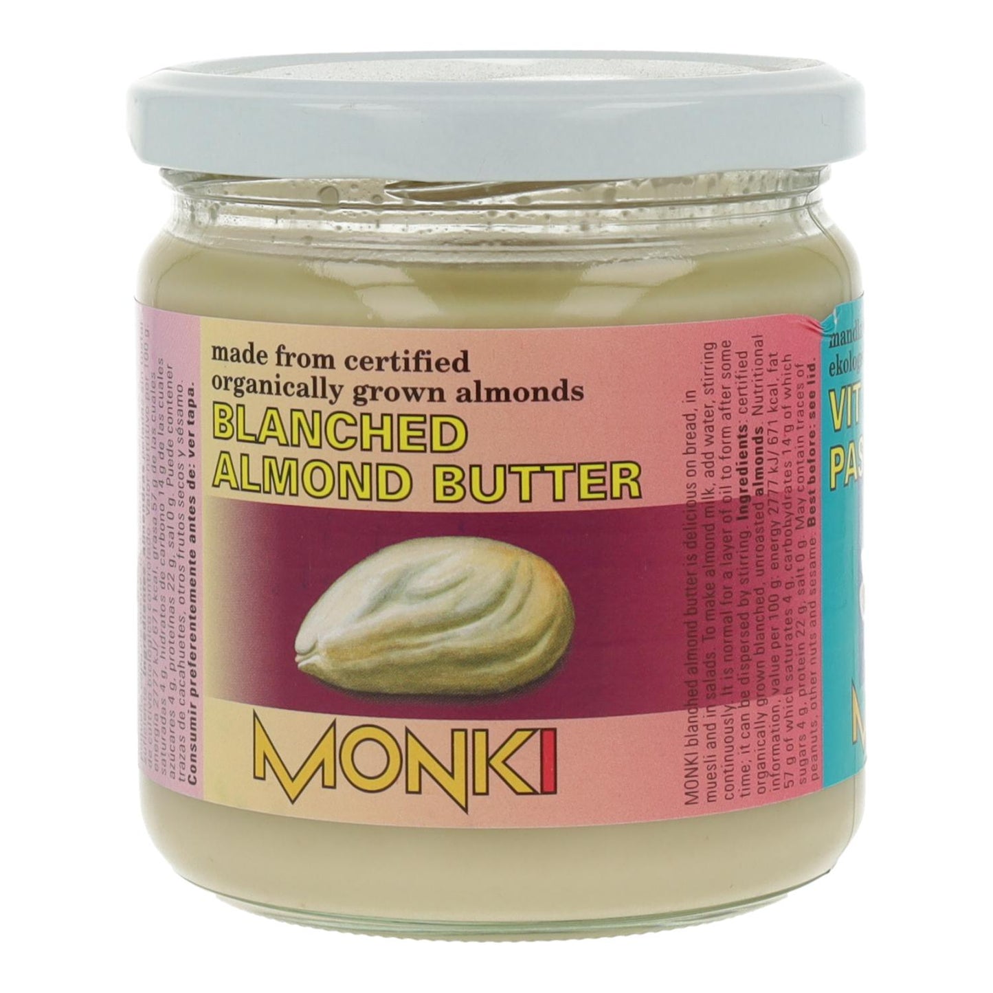 Crema  de Almendras blancas bio Monki, 330 g