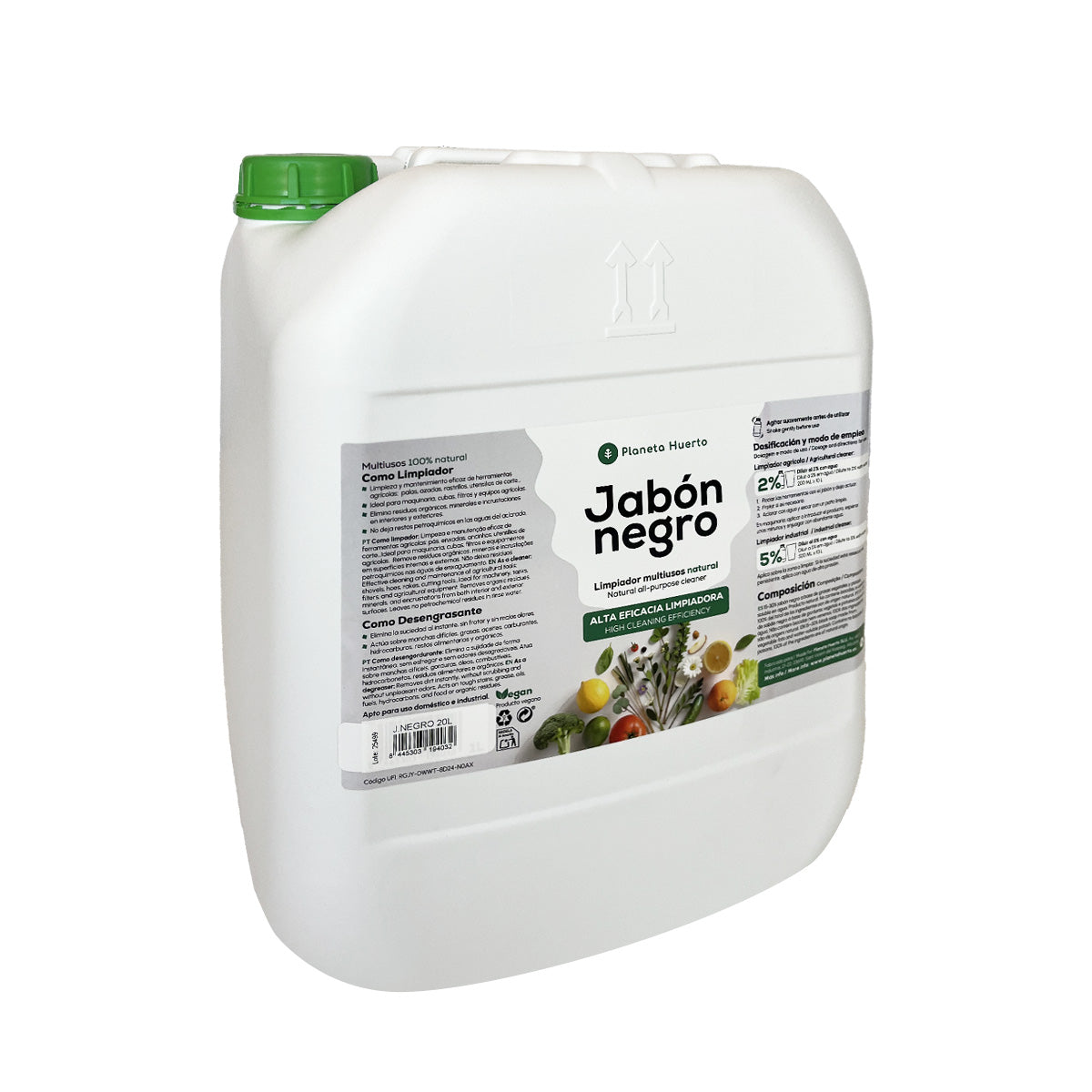 Jabón potásico Negro Planeta Huerto 20 L