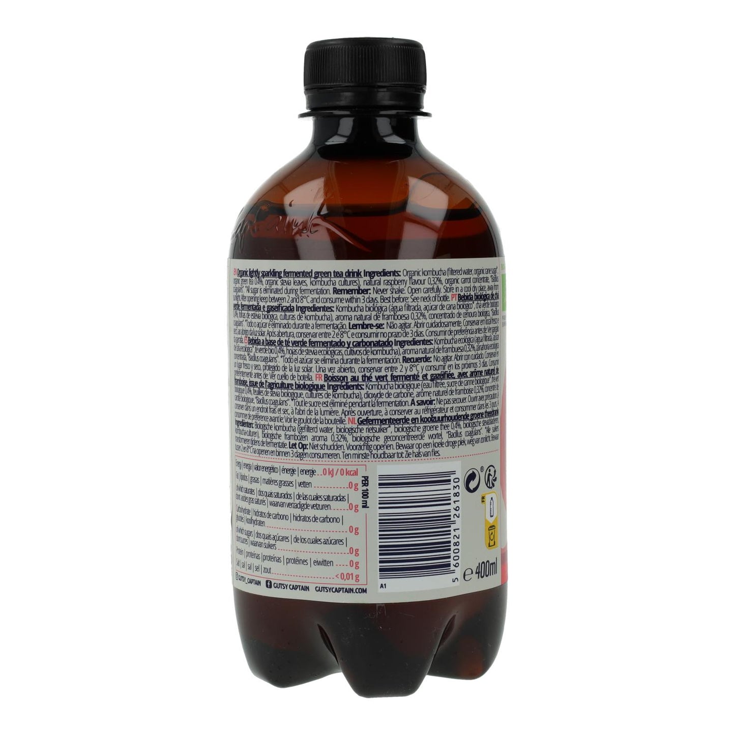 Captain Kombucha Zero Frambuesa Bio 400 Ml