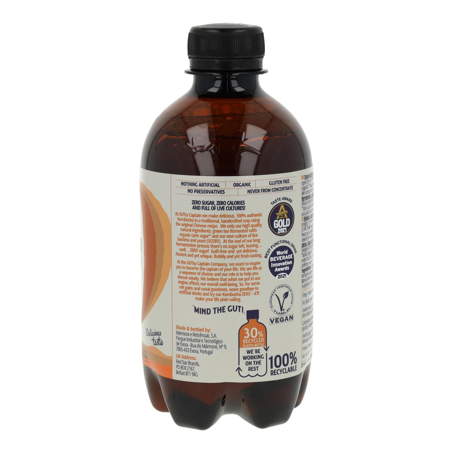 Kombucha Zero Ginger Lemon BIO Captain Kombucha 400ml