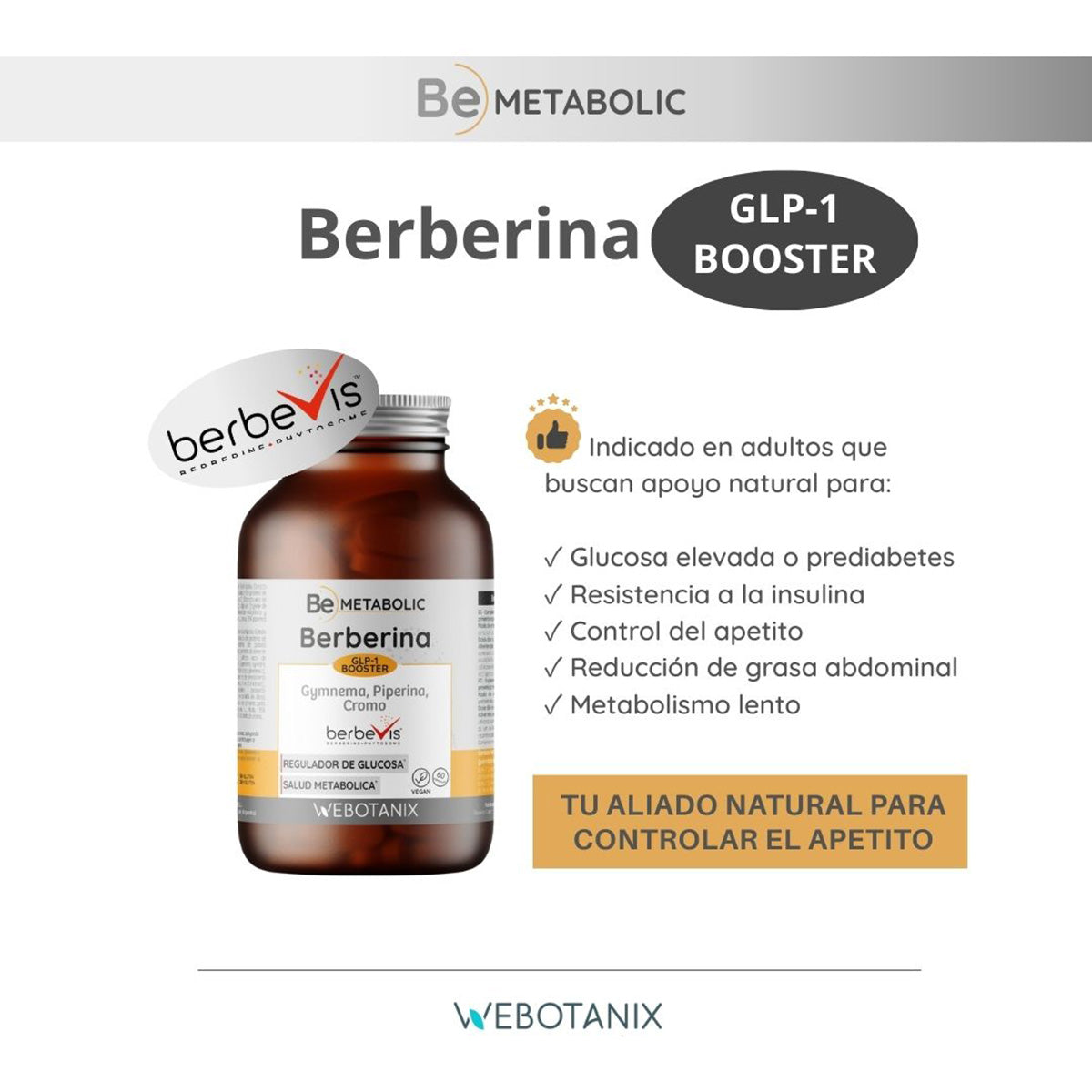Berberina BeMetabolic WeBotanix 60 cápsulas