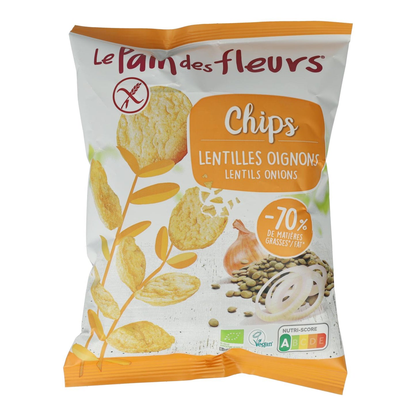 Chips de Lentejas con cebolla sin gluten Le Pain des Fleurs 50 g